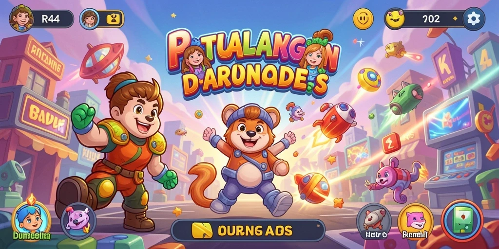 Screenshot utama RR44 menampilkan aksi gameplay yang cepat dan dinamis.