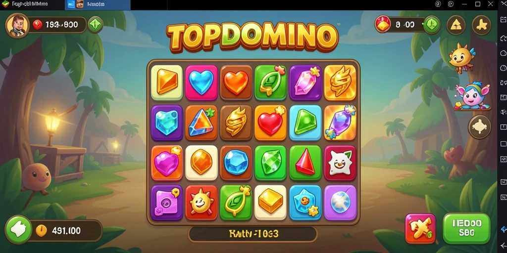 Tampilan gameplay seru di TOPDOMINO dengan tantangan Match-3.